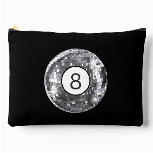 Trendy Disco Ball Art, Black and Silver Retro Accessory Pouch
