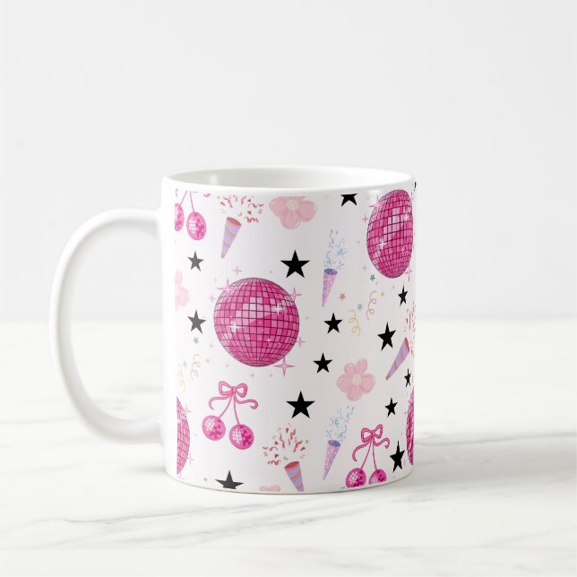 Trendy Disco Celebration Party Seamless Pattern Coffee Mug (Left)