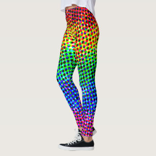 Trendy Disco Rainbow Colour Gradient Pixels Party Leggings