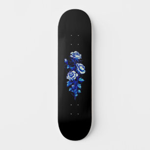 Trendy Distressed Grunge Blue Rose Skate Deck
