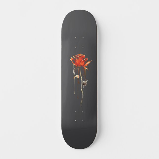 Trendy Distressed Grunge Rose Wide Skateboard (Front)
