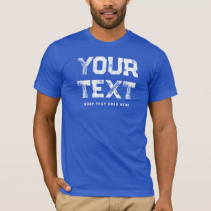 Trendy Distressed Text Mens Modern Royal Blue T-Shirt