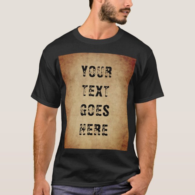 Trendy Distressed Text Template Men's Basic Black T-Shirt (Front)