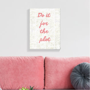 Trendy Do It For The Plot Pink Newspaper Canvas Print