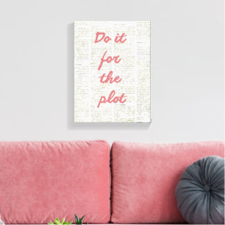 Trendy Do It For The Plot Pink Newspaper Canvas Print