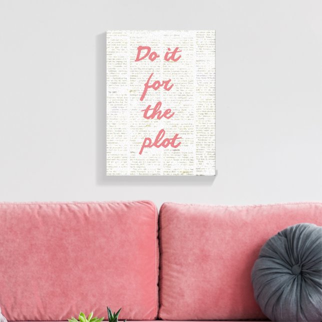 Trendy Do It For The Plot Pink Newspaper  Canvas Print (Insitu(LivingRoom))