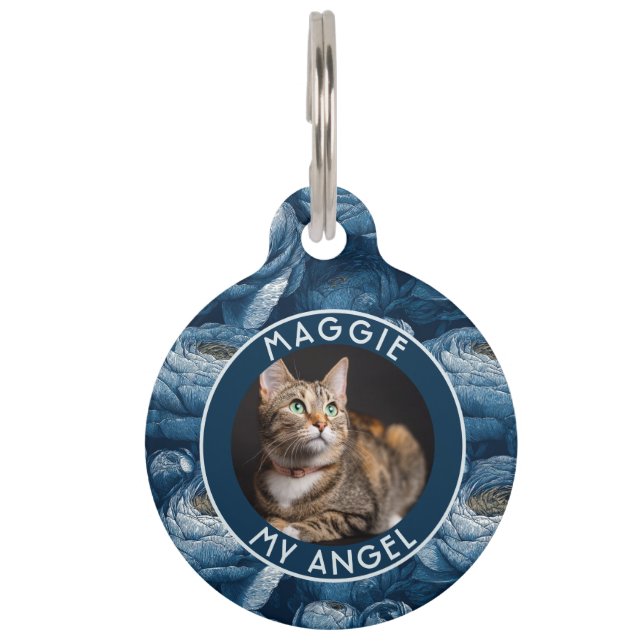 Trendy Dog Dad Gift Ranunculus Pattern Pet Tag (Front)