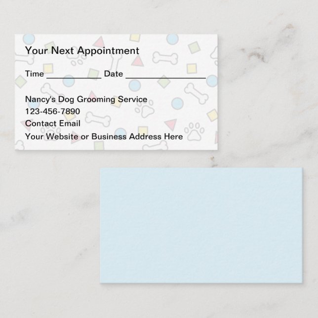 Trendy Dog Grooming Appointment Cards (Front/Back)