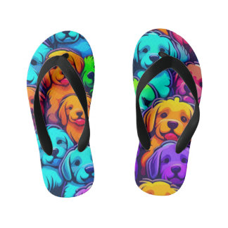 Trendy dog Pattern for Pet Lovers Kid's Flip Flops