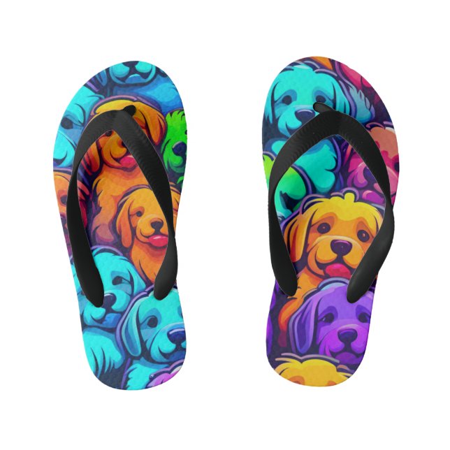 Trendy dog Pattern for Pet Lovers Kid's Flip Flops (Footbed)