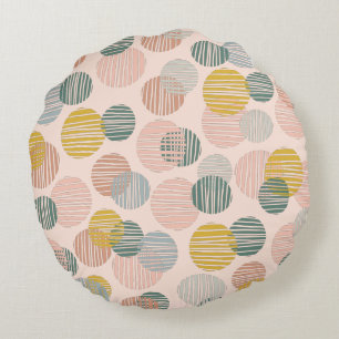 Trendy dots pattern wrapping paper round pillow