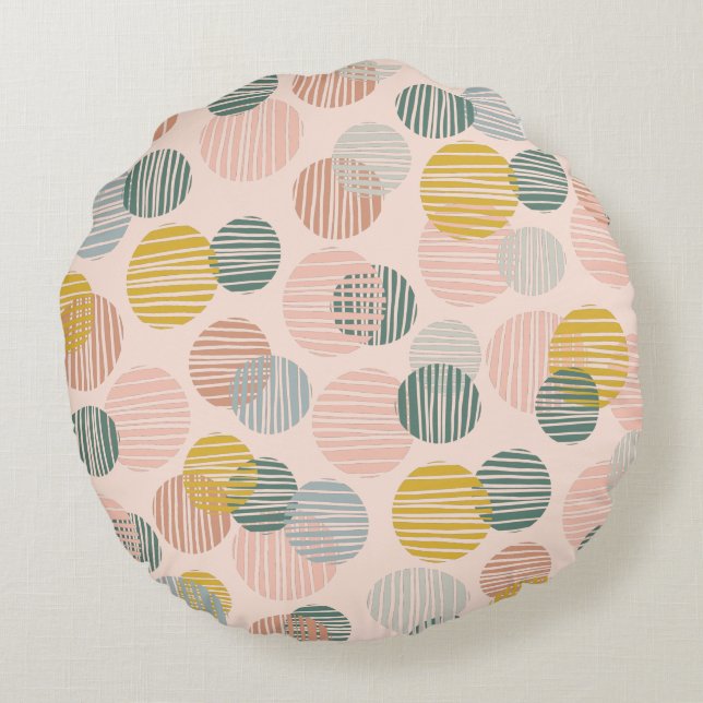 Trendy dots pattern wrapping paper round pillow (Back)