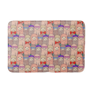 Trendy Dressed Llama Pattern Bath Mat