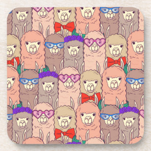 Trendy Dressed Llama Pattern Coaster