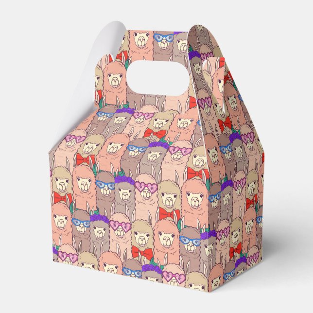 Trendy Dressed Llama Pattern Favor Box (Front Side)