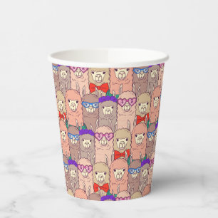 Trendy Dressed Llama Pattern Paper Cups