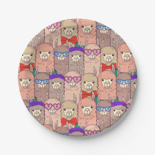 Trendy Dressed Llama Pattern Paper Plate