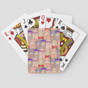Trendy Dressed Llama Pattern Playing Cards