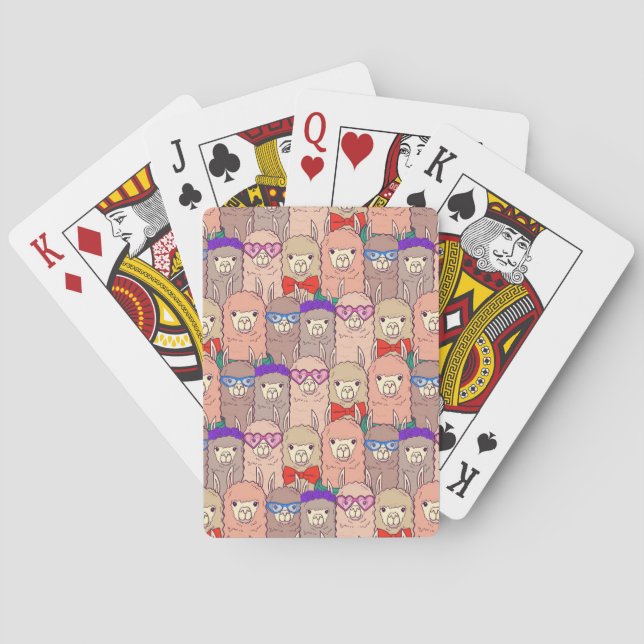 Trendy Dressed Llama Pattern Playing Cards (Back)