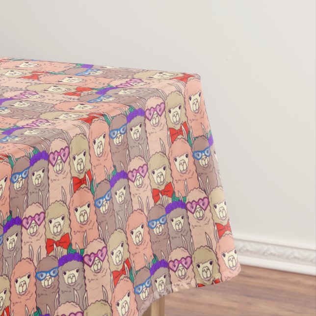 Trendy Dressed Llama Pattern Tablecloth (In Situ)
