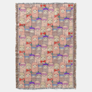 Trendy Dressed Llama Pattern Throw Blanket