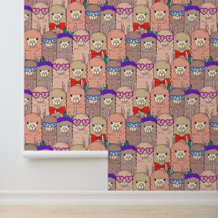 Trendy Dressed Llama Pattern Wallpaper