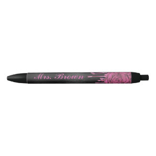 Trendy Dripping Roses Personalized Pen Mauve