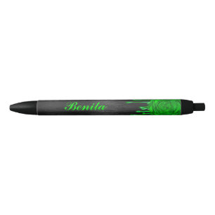Trendy Dripping Roses Personalized Pens Green