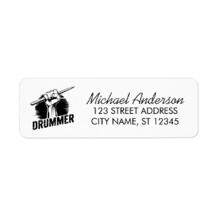 Trendy Drummer Fist With Drumsticks Return Address