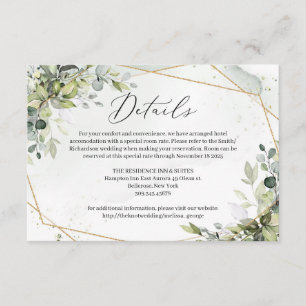 Trendy dusty green eucalyptus foliage gold details enclosure card