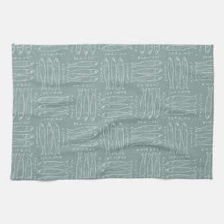 Trendy dusty sage blue Sardines Amalfi Beach house Kitchen Towel