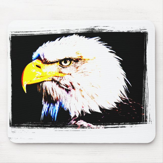 Trendy Eagle Head Pop Art Picture Template Mouse Pad (Front)
