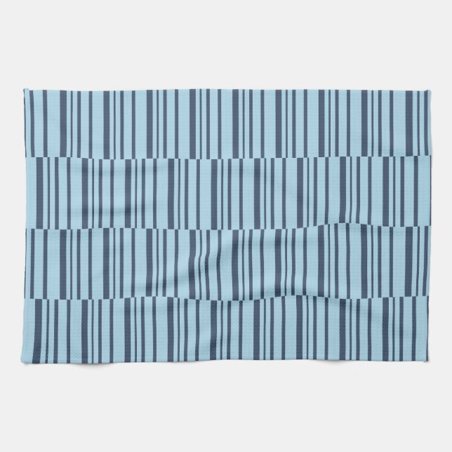 Trendy Earthy Blue Stripes Kitchen Towel (Horizontal)