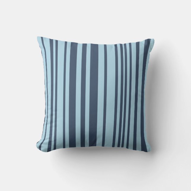 Trendy Earthy Blue Stripes Throw Pillow (Front)