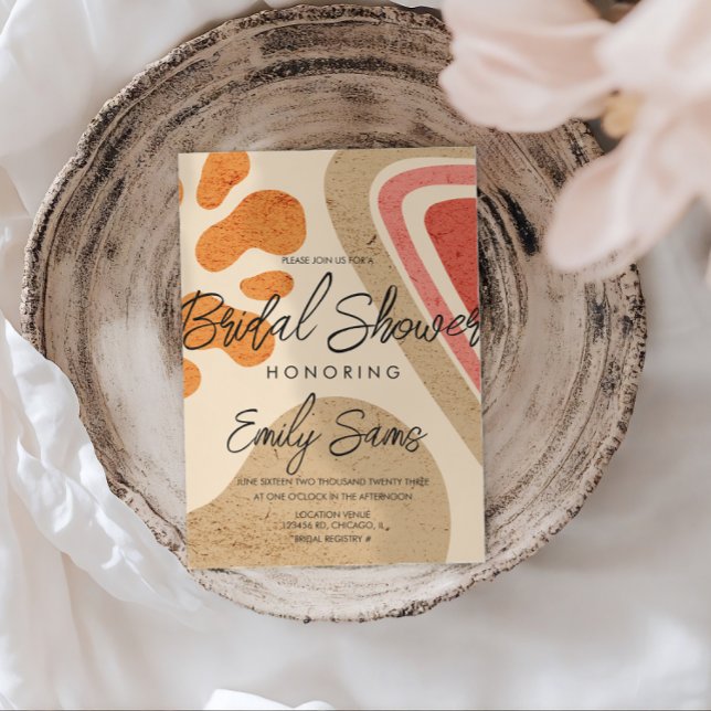 Trendy Earthy Tone Shapes Abstract Bridal Shower  Invitation (Creator Uploaded)