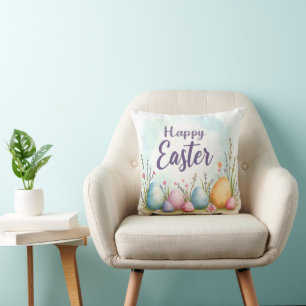 Trendy Easter Eggs Beautiful Collection Throw Pillow