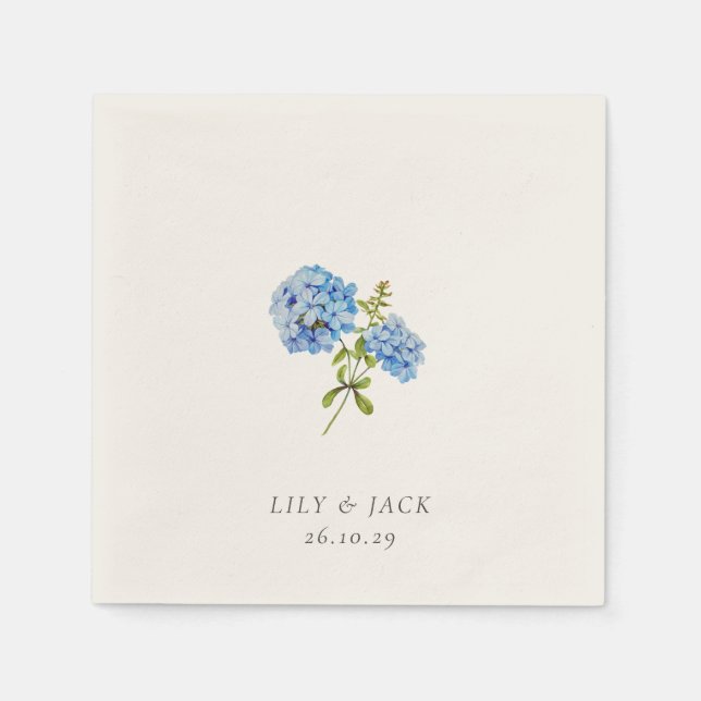 Trendy Ecru Floral Hydrangea Event Wedding  Napkin (Front)