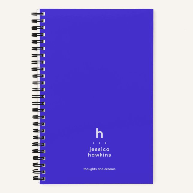 Trendy Electric Blue Modern Monogram Notebook (Front)