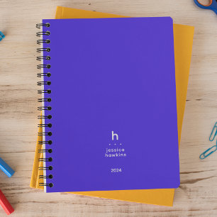 Trendy Electric Blue Modern Monogram Weekly Planner