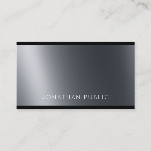 Trendy Elegant Black White Modern Top Professional Business Card (Front)