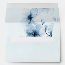 Trendy Elegant Blue Floral Wedding Invitation