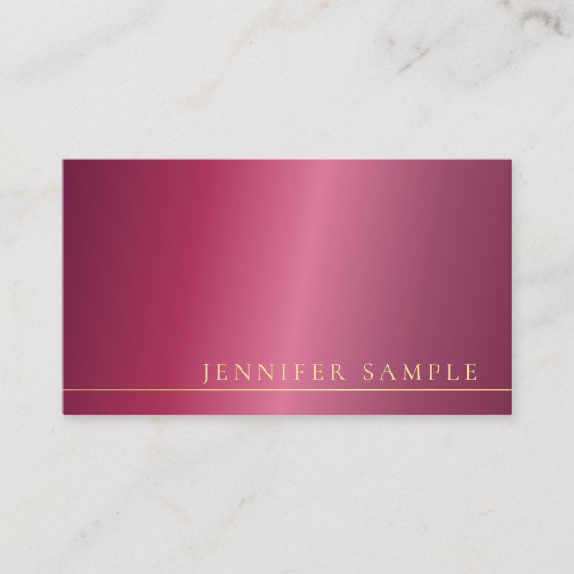 Trendy Elegant Bordeaux Modern Clean Plain Luxury Business Card (Front)