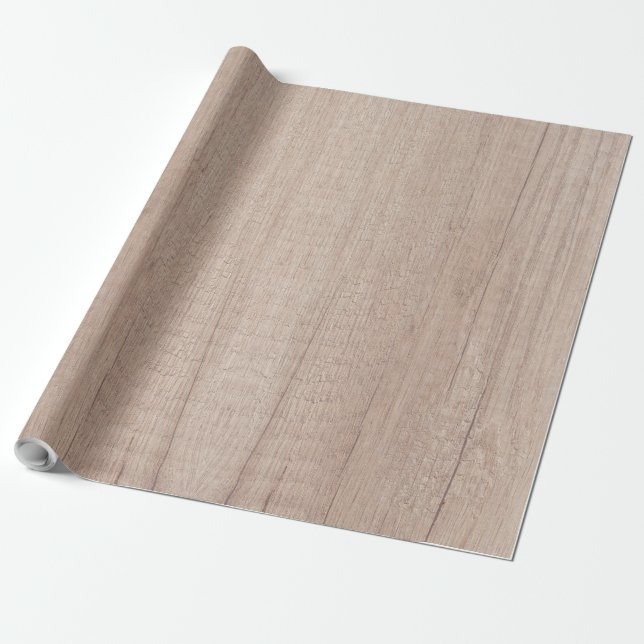 Trendy Elegant Brown Wood Look Rustic Nostalgic Wrapping Paper (Unrolled)