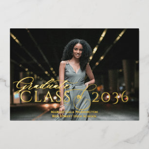 Trendy Elegant Classic Script Photo Graduation