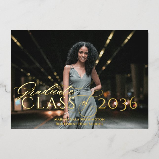 Trendy Elegant Classic Script Photo Graduation (Front)