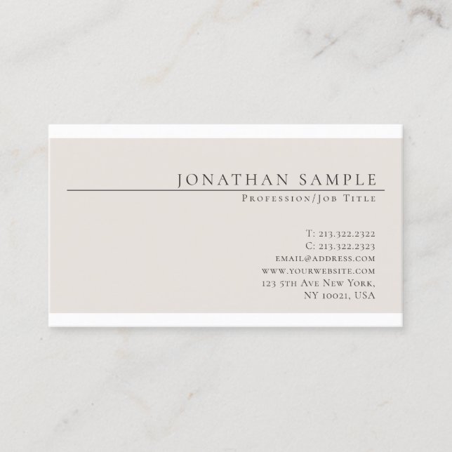 Trendy Elegant Colour Modern Chic Simple Plain Business Card (Front)