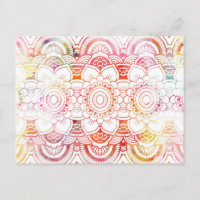 Trendy elegant coral watercolor floral mandala