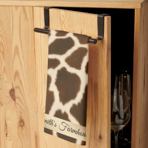 Trendy Elegant Cow Faux Leather Collection Kitchen Towel