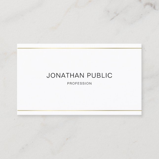 Trendy Elegant Design Modern Sleek Gold Striped Business Card (Front)