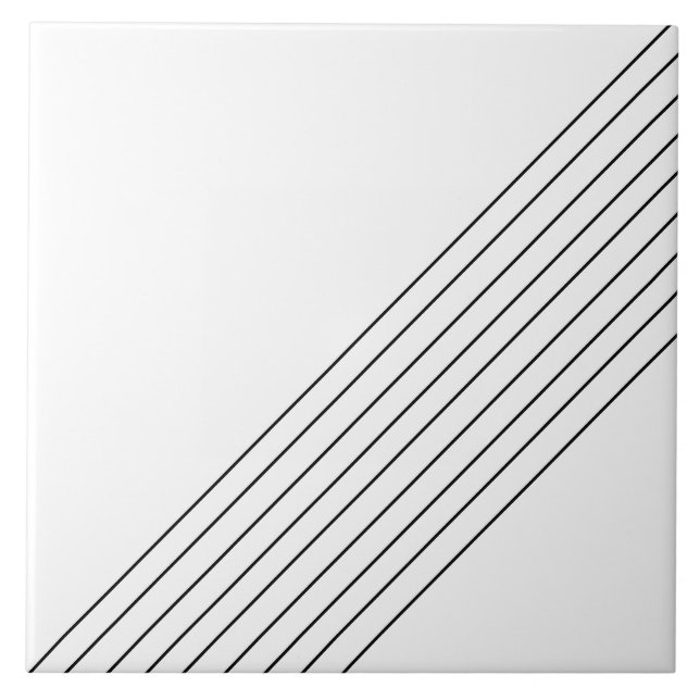 Trendy Elegant Diagonal Lines On White Tile (Front)